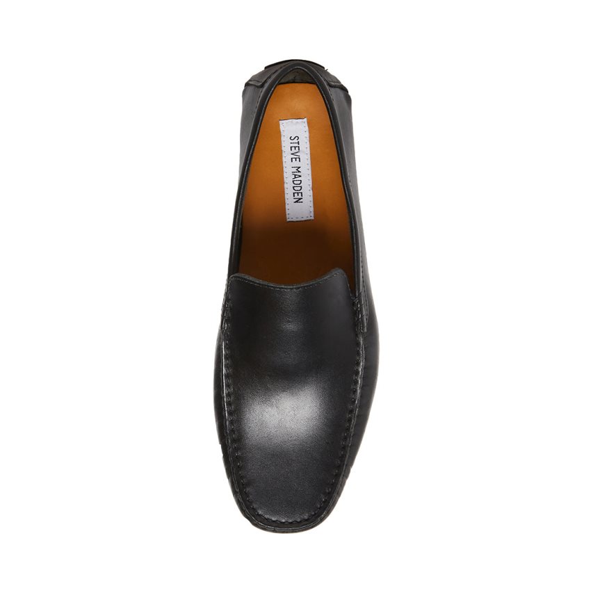 Black Steve Madden Bergamo Leather Men's Loafers | PH 5840C16O